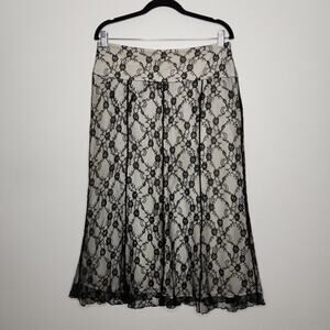 y2k Worthington Midi SKirt White Black Lace Shirt Fairy Whimsy Goth Emo Office